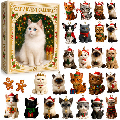 2026 Cat Advent Calendar with 24 Collectible Christmas Figures