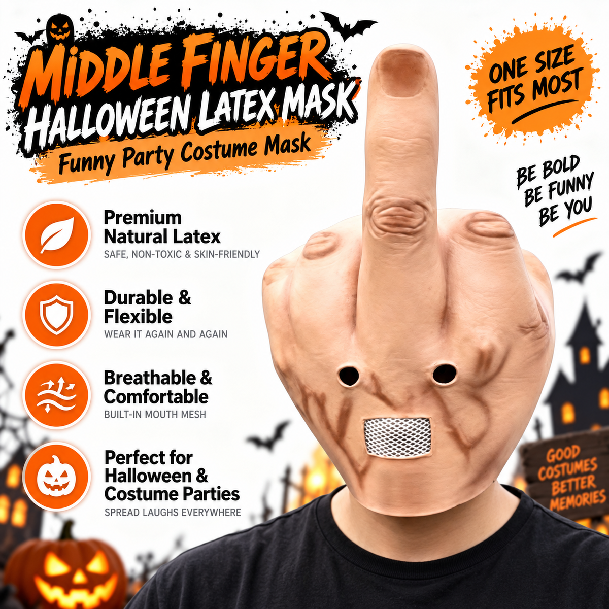 Middle Finger Funny Head Mask🖕