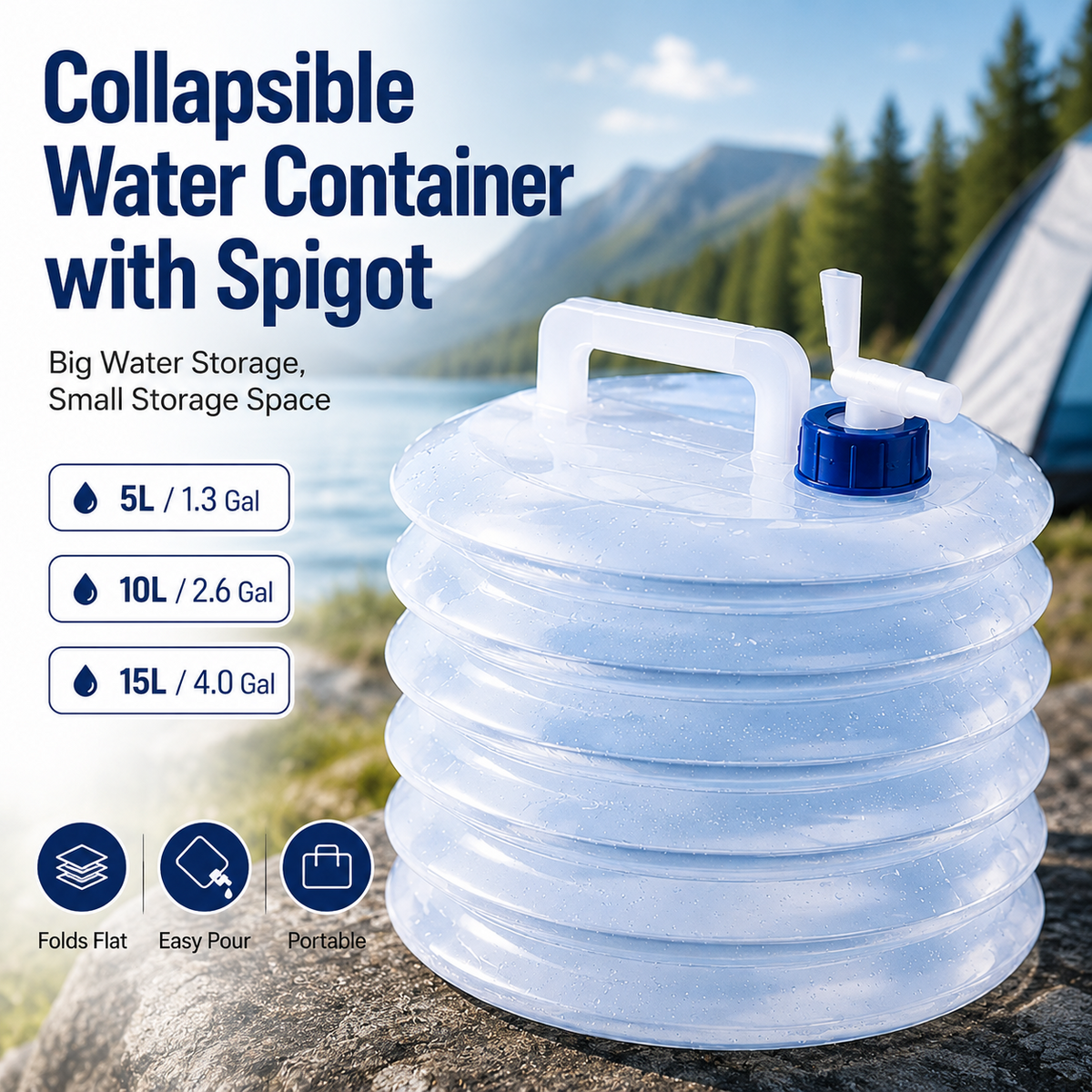 Collapsible Water Container with Spigot