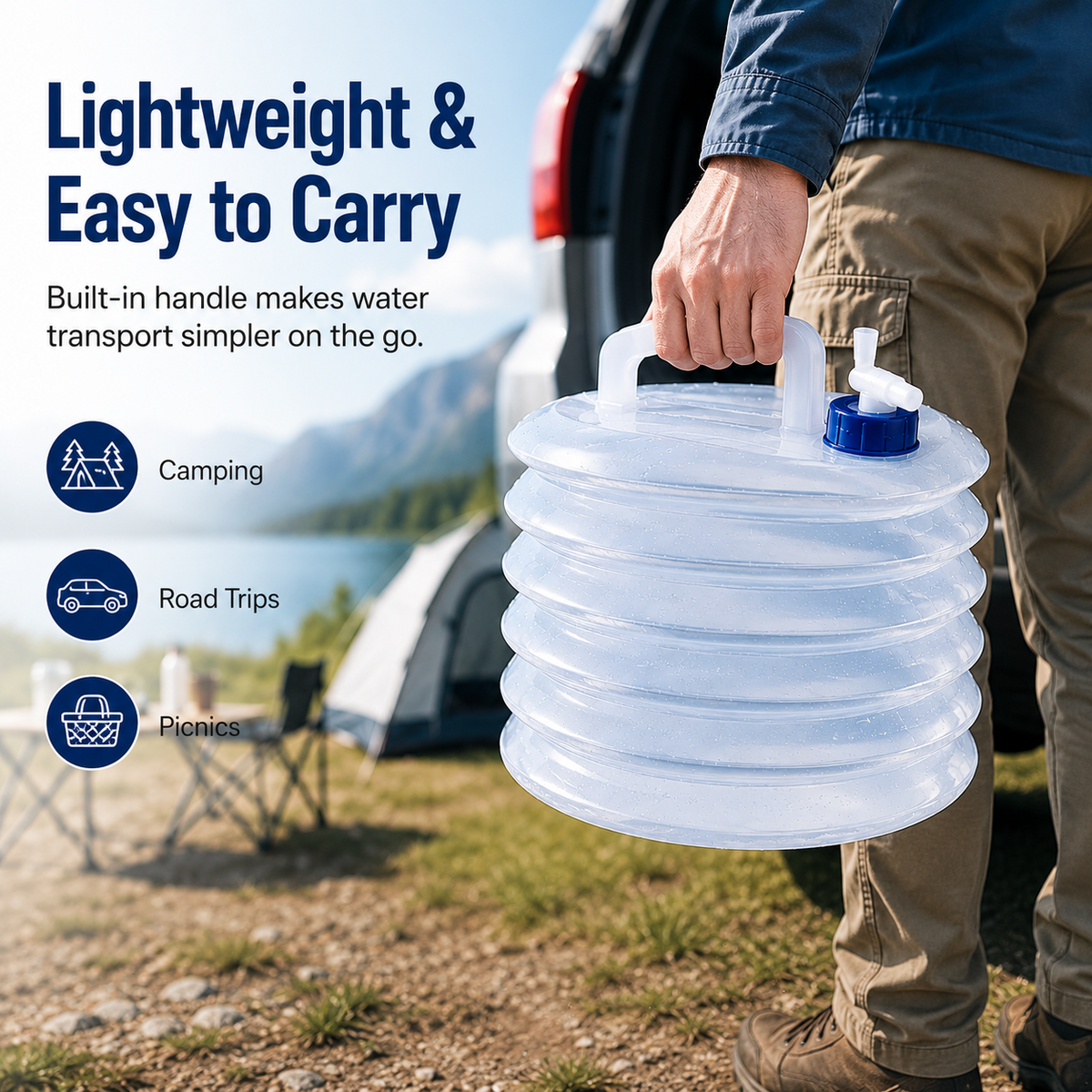 Lightweight collapsible water container