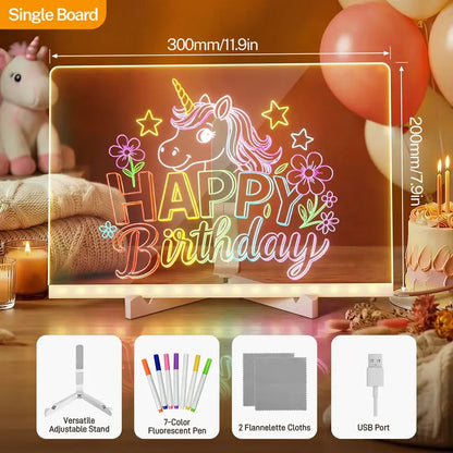 LED Drawing Board for Kids, Dry Erase Light-Up Drawing Board with Stand