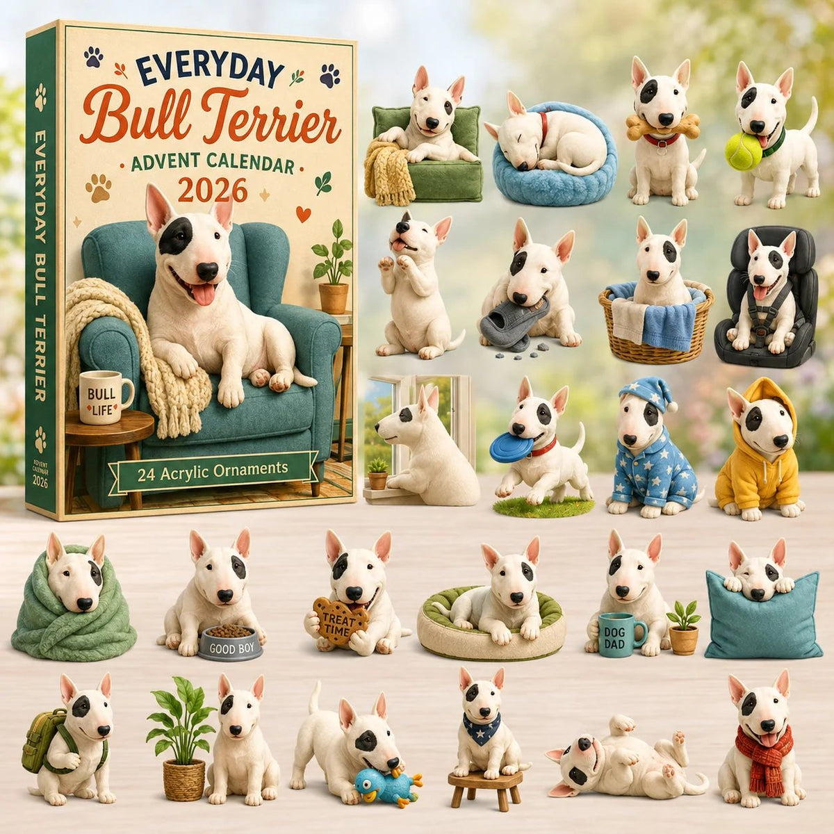 24 Bull Terrier Advent Calendar ornaments