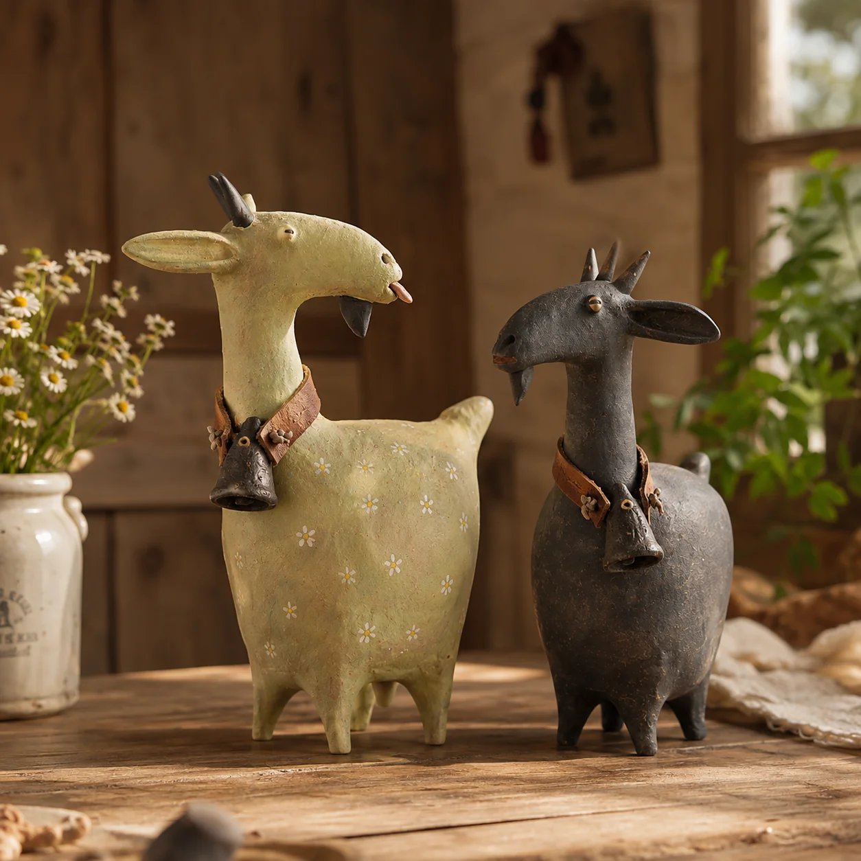 🔥 Whimsical Farmhouse Goat Figurines🐐