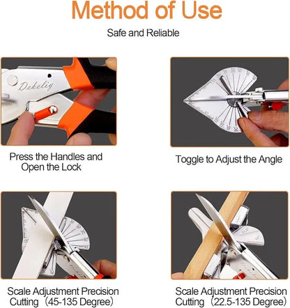 ⭐ ⛏️Multi Angle Miter Shear Cutter, Stainless steel material, 45°-135° Adjustable Angle Trim Scissors Hand Tool