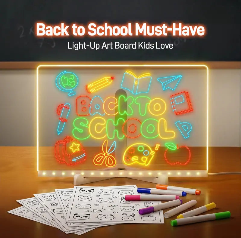 LED Drawing Board for Kids, Dry Erase Light-Up Drawing Board with Stand