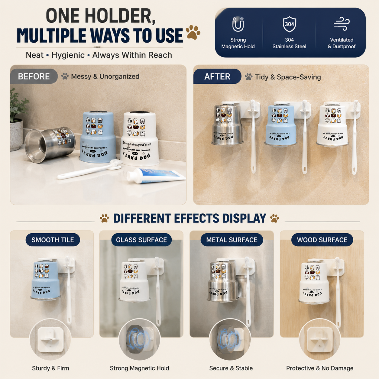 Magnetic Wall-Mounted  Mouthwash Cup