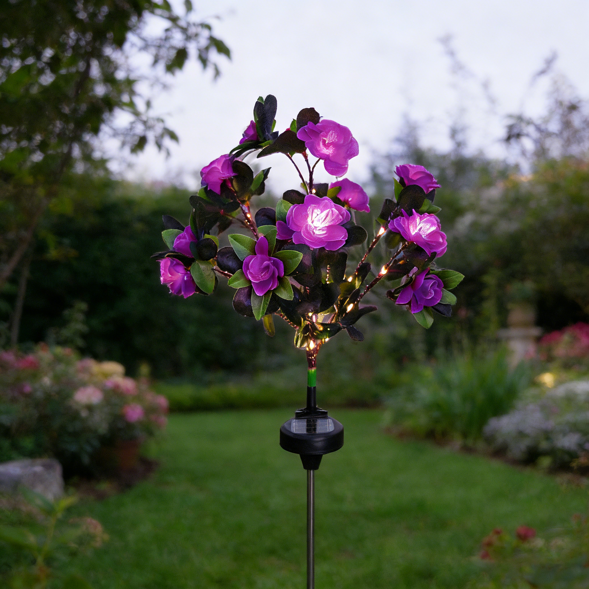 Purple LED solar flower garden light