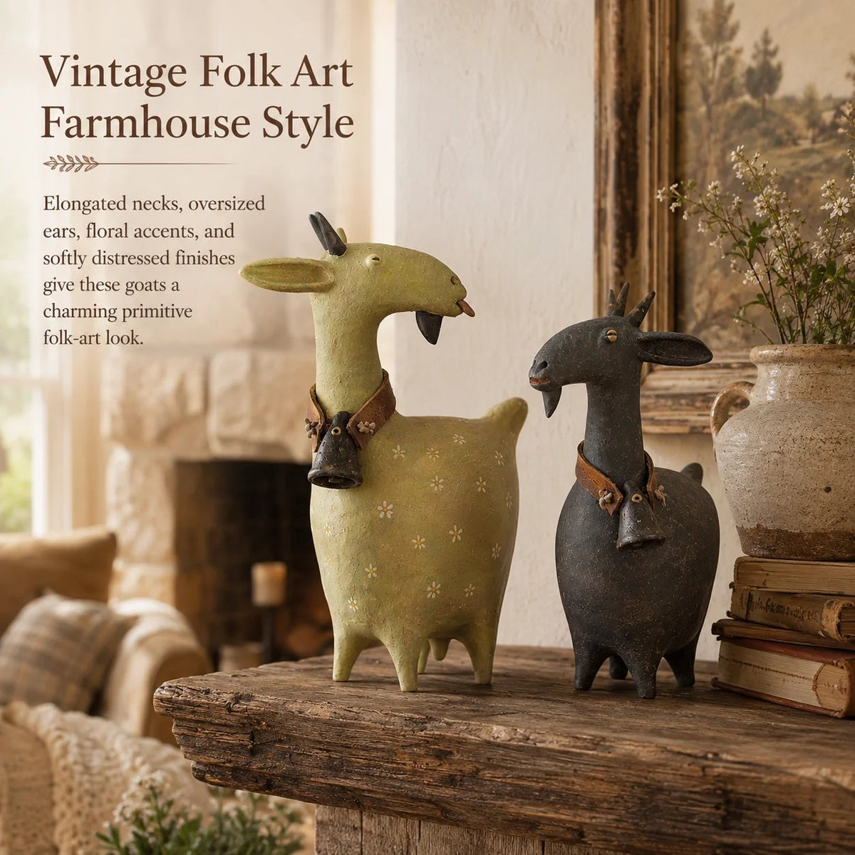 🔥 Whimsical Farmhouse Goat Figurines🐐