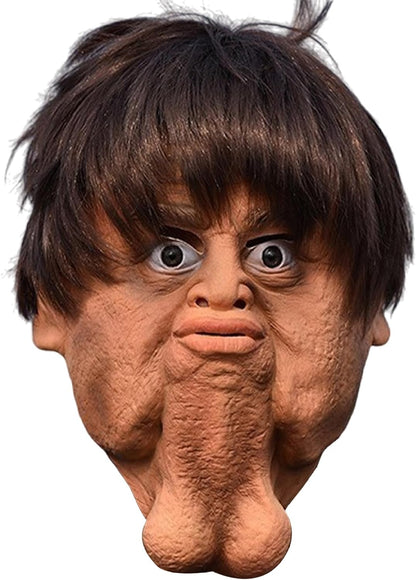 Halloween Mask, Funny Mask, Double Chin Realistic Face Full Head Halloween Horror Latex Face Cover for Masquerade Party Costume