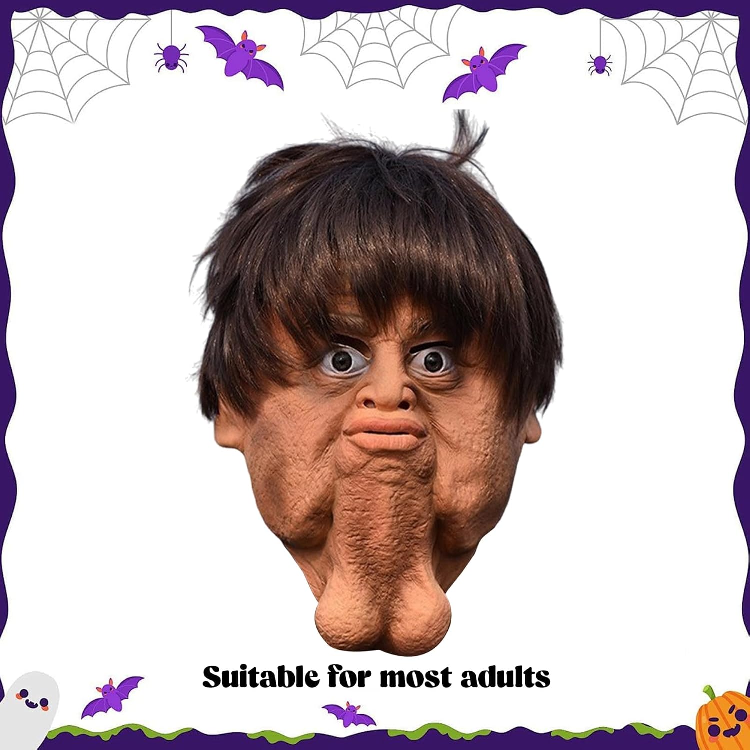 Halloween Mask, Funny Mask, Double Chin Realistic Face Full Head Halloween Horror Latex Face Cover for Masquerade Party Costume