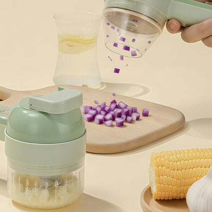 4 in 1 Electric Vegetable chopper hand held, Ninja Food Chopper, Mini Fruit Slicer,Garlic Chopper,Egg whisk and Meat Mincer,Handheld Veggie Cutter for Salad