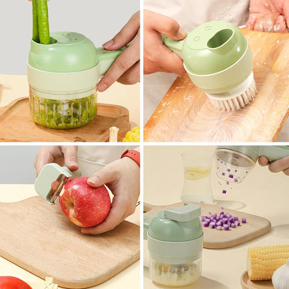4 in 1 Electric Vegetable chopper hand held, Ninja Food Chopper, Mini Fruit Slicer,Garlic Chopper,Egg whisk and Meat Mincer,Handheld Veggie Cutter for Salad