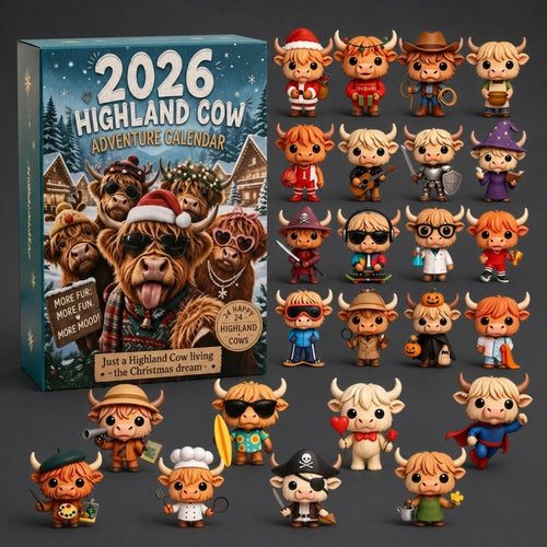 🐂🎄 2026 Highland Cow 24‐Day Christmas Advent Calendar Collectible 3D Figurines