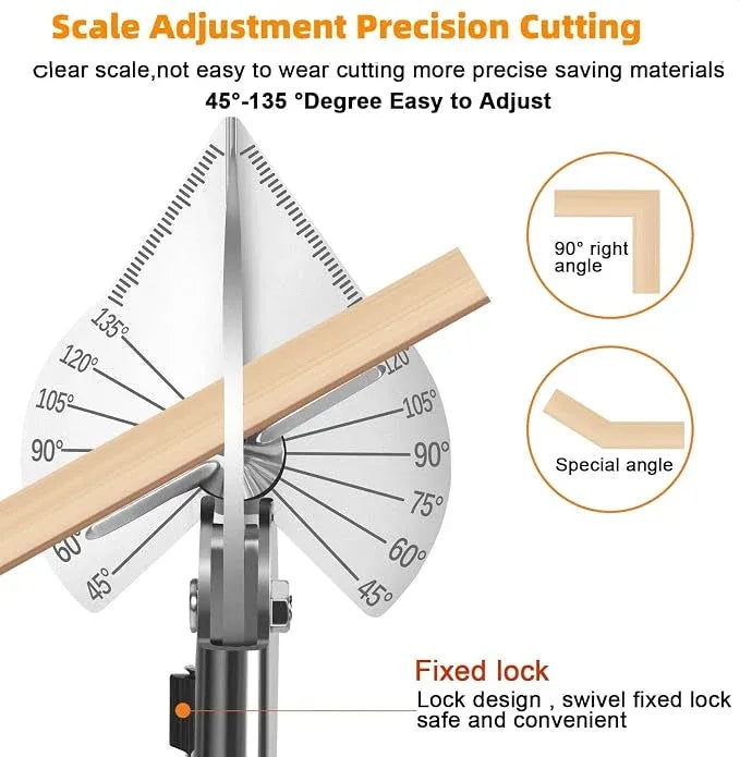 ⭐ ⛏️Multi Angle Miter Shear Cutter, Stainless steel material, 45°-135° Adjustable Angle Trim Scissors Hand Tool