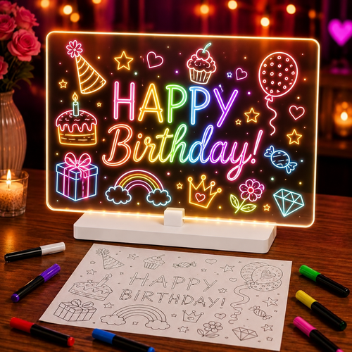 LED Drawing Board for Kids, Dry Erase Light-Up Drawing Board with Stand