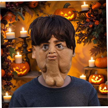Halloween Mask, Funny Mask, Double Chin Realistic Face Full Head Halloween Horror Latex Face Cover for Masquerade Party Costume