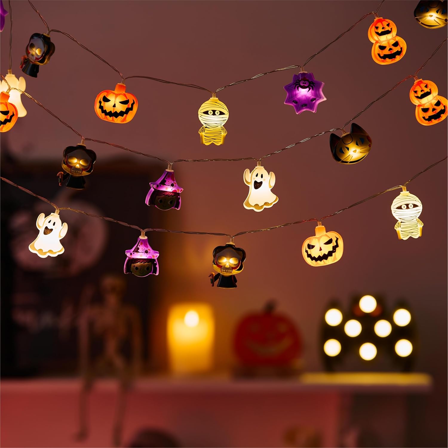 🎃Halloween Pumpkin Ghost String Lights – Spooky LED Decorations for Home, Party & Fall Nights
