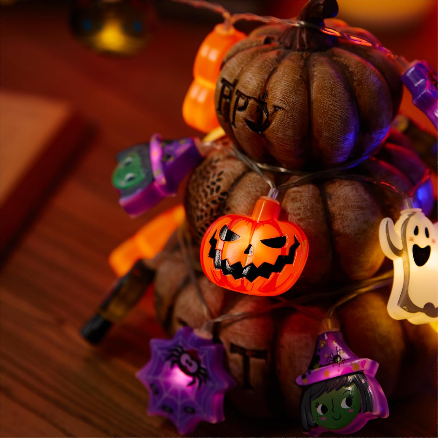 🎃Halloween Pumpkin Ghost String Lights – Spooky LED Decorations for Home, Party & Fall Nights
