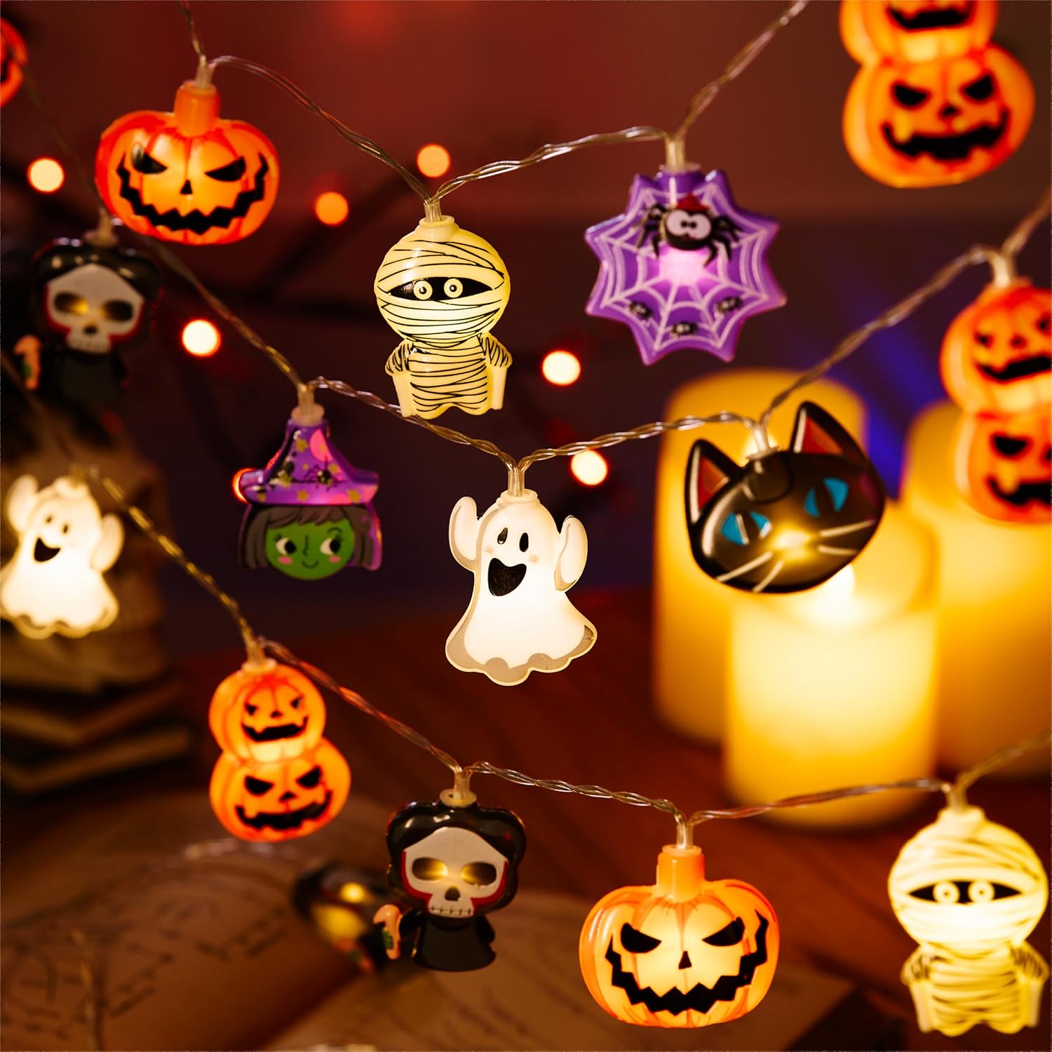 🎃Halloween Pumpkin Ghost String Lights – Spooky LED Decorations for Home, Party & Fall Nights
