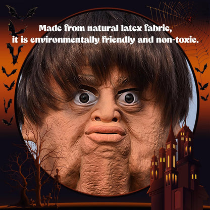 Halloween Mask, Funny Mask, Double Chin Realistic Face Full Head Halloween Horror Latex Face Cover for Masquerade Party Costume