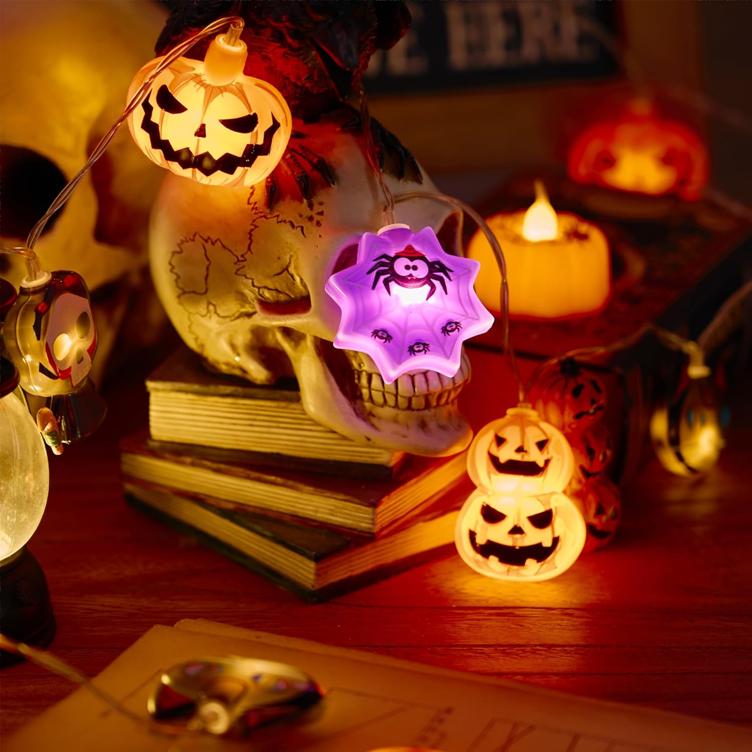 🎃Halloween Pumpkin Ghost String Lights – Spooky LED Decorations for Home, Party & Fall Nights