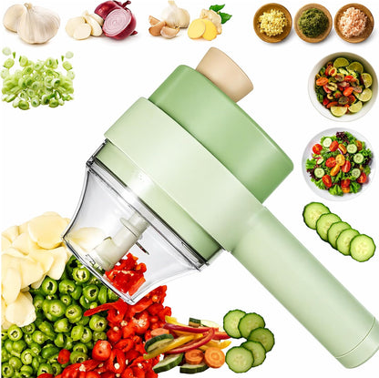 4 in 1 Electric Vegetable chopper hand held, Ninja Food Chopper, Mini Fruit Slicer,Garlic Chopper,Egg whisk and Meat Mincer,Handheld Veggie Cutter for Salad