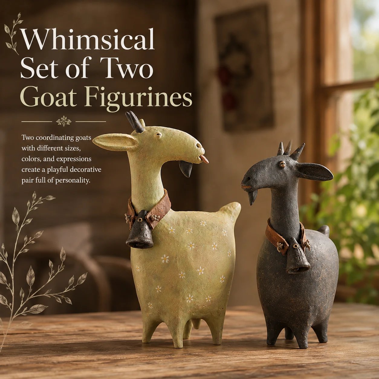 🔥 Whimsical Farmhouse Goat Figurines🐐