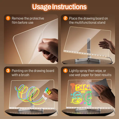 LED Drawing Board for Kids, Dry Erase Light-Up Drawing Board with Stand