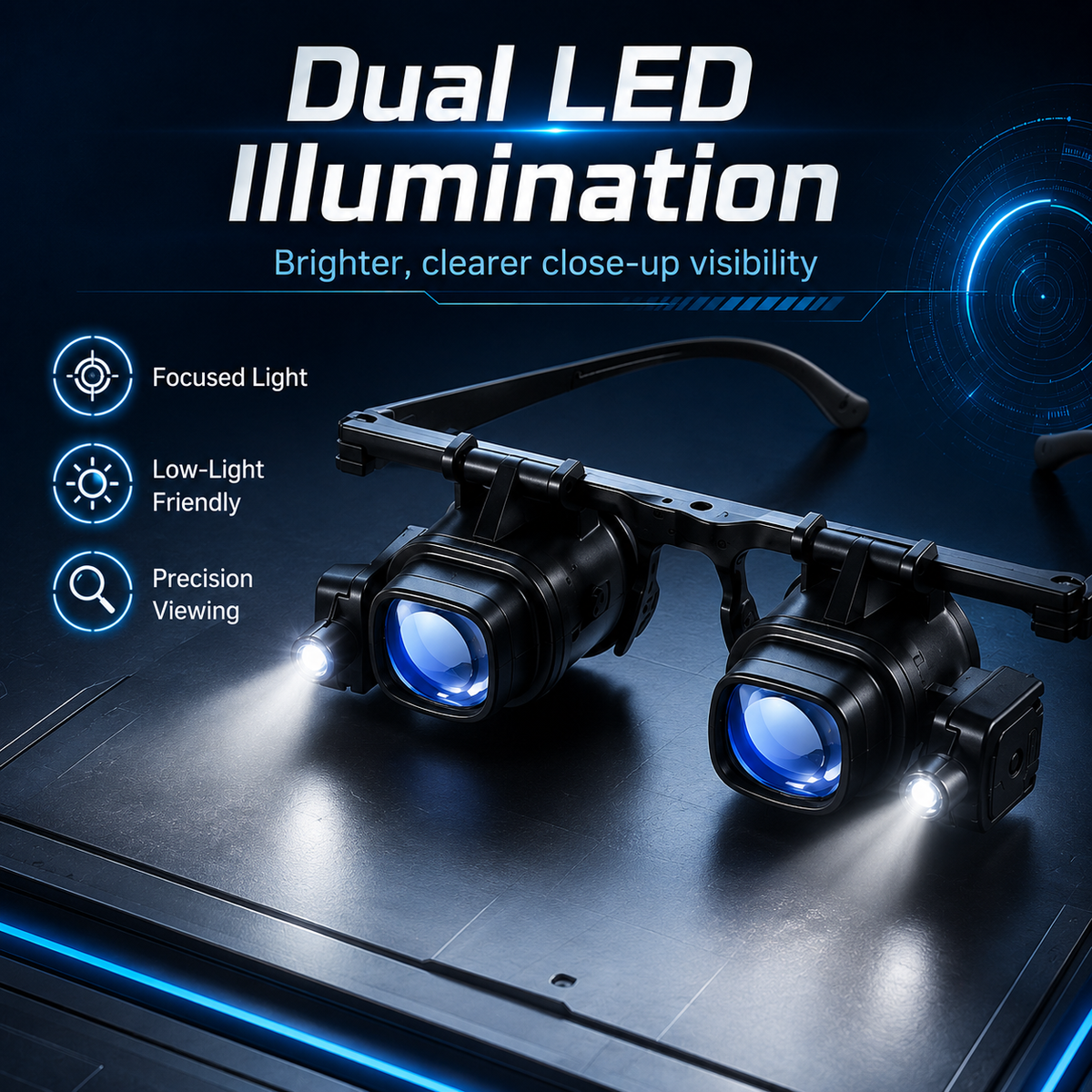 🔍 LED Head-Mounted Magnifying Glasses – Hands-Free Magnifier for Precision Work