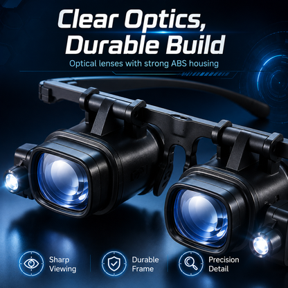 🔍 LED Head-Mounted Magnifying Glasses – Hands-Free Magnifier for Precision Work