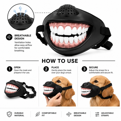 Funny Dog Smile Mask – Hilarious Fake Teeth Costume for Dogs