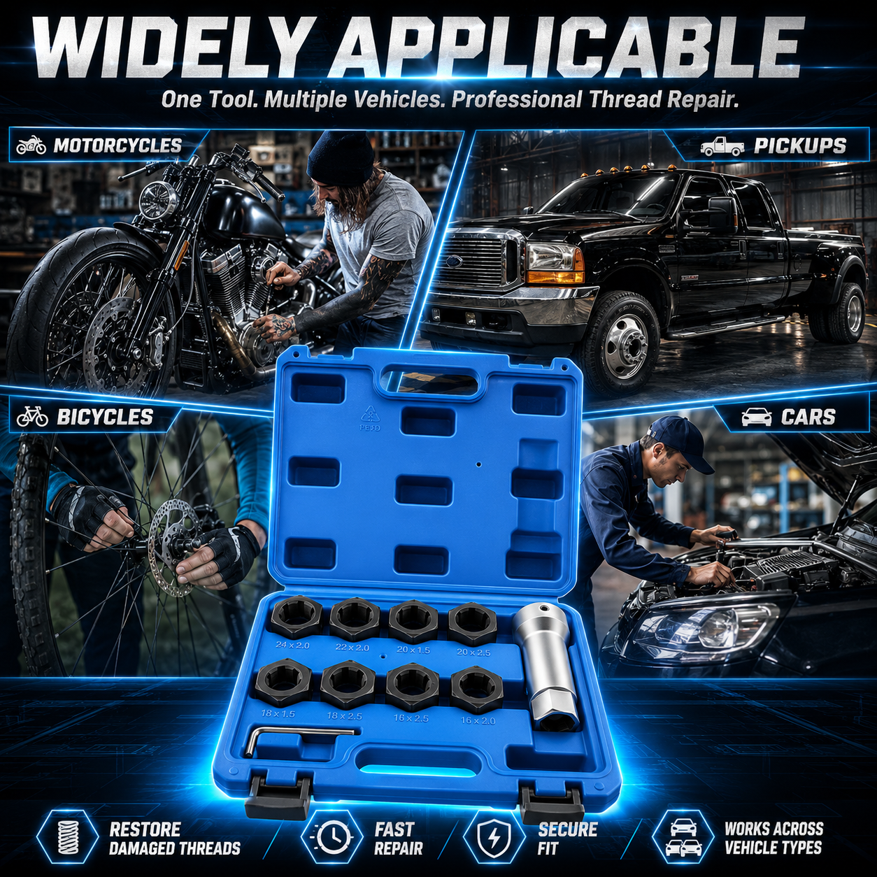 🔧 2026 HOT SALE✨50K+ SOLD!🛠️ 10-Piece Axle Spindle Thread Chaser Set