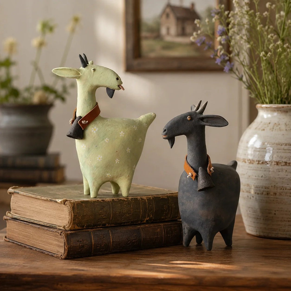 🔥 Whimsical Farmhouse Goat Figurines🐐