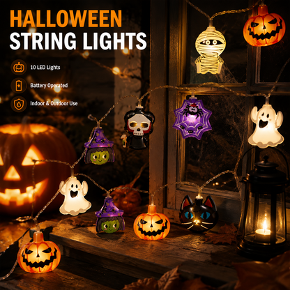 🎃Halloween Pumpkin Ghost String Lights – Spooky LED Decorations for Home, Party & Fall Nights