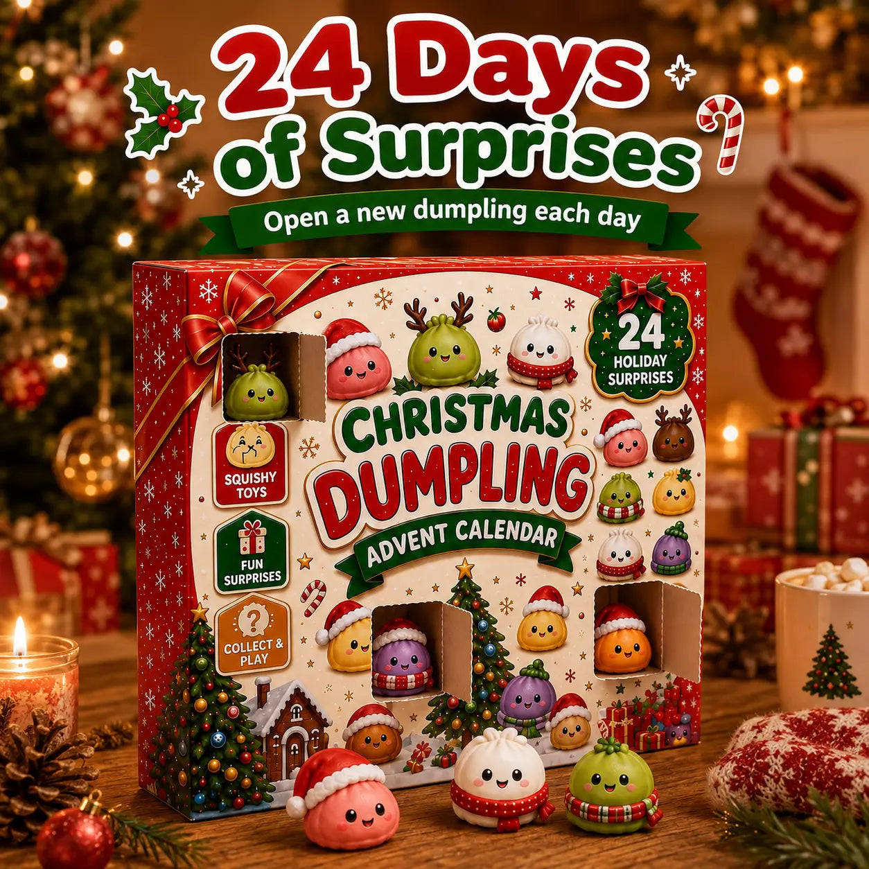 🎄Christmas Dumpling Squishies Advent Calendar | 24 Days of Surprises 🎁