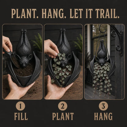 🦇 Upside‑Down Hanging Bat Planter