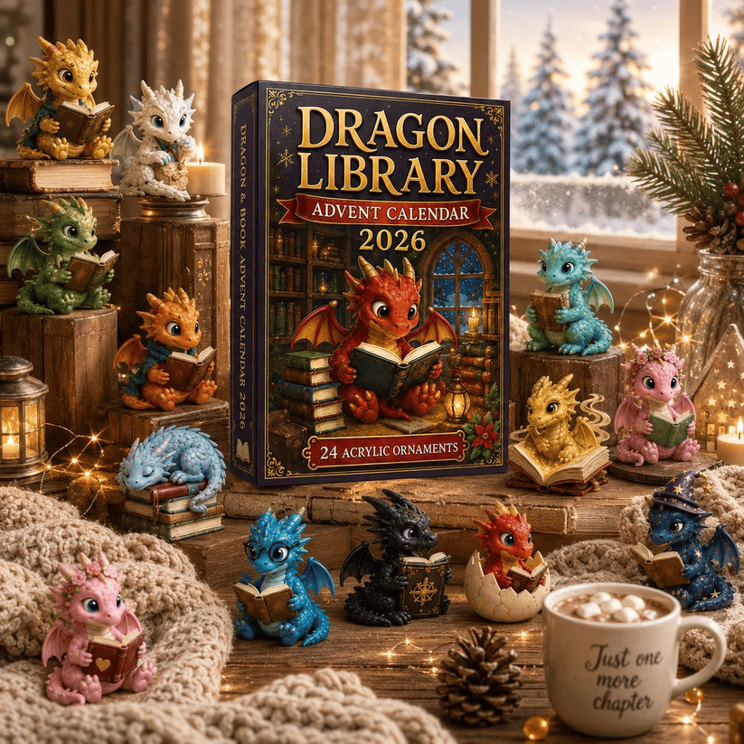 2026 Dragon Library Advent Calendar – Unlock 24 Cosy Chapters of Baby Dragon Magic, Acrylic Ornaments Blind Box