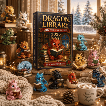 2026 Dragon Library Advent Calendar – Unlock 24 Cosy Chapters of Baby Dragon Magic, Acrylic Ornaments Blind Box