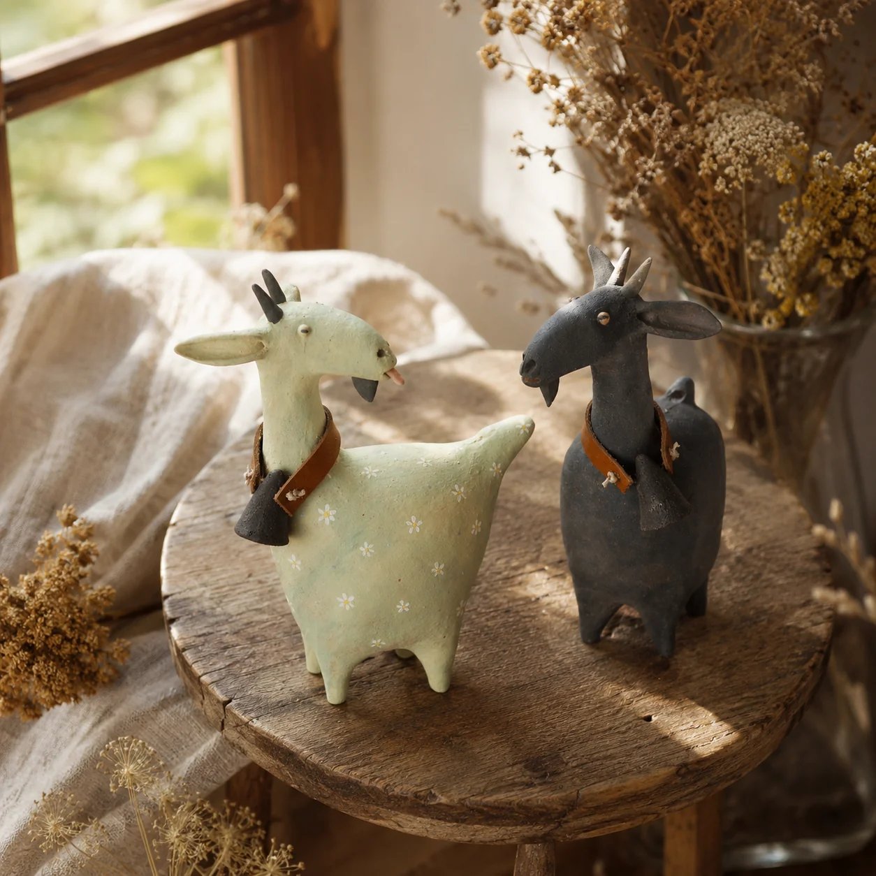 🔥 Whimsical Farmhouse Goat Figurines🐐