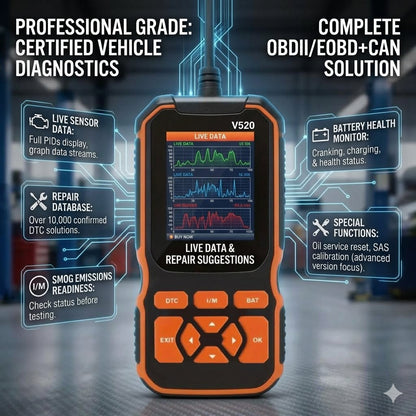 OBD2 Scanner Live Data Professional Mechanic OBDII Diagnostic Code Reader Tool For Check Engine Light Cloud Printing Daul UI Mode