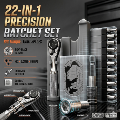 Mini Ratchet Wrench Set with Hex Slotted Phillips Bits All-in-One Portable Tool Kit