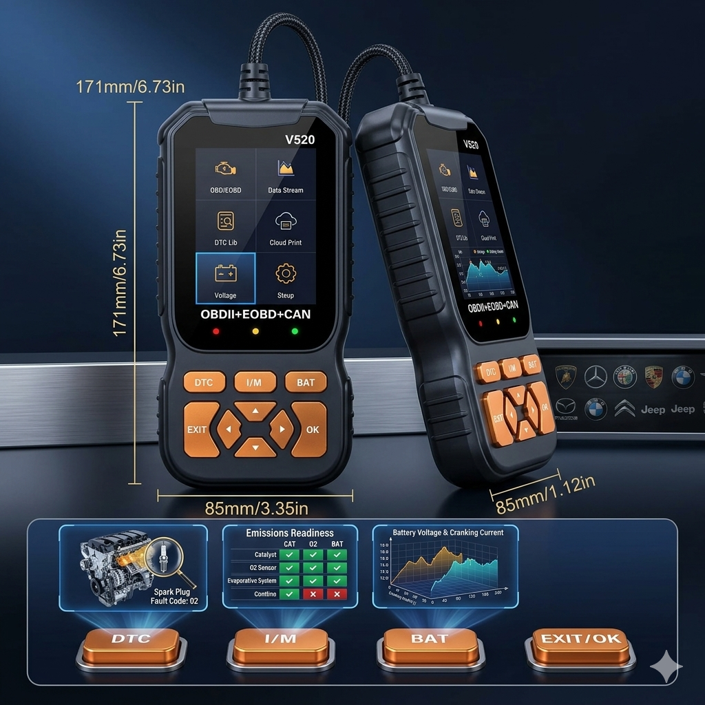 OBD2 Scanner Live Data Professional Mechanic OBDII Diagnostic Code Reader Tool For Check Engine Light Cloud Printing Daul UI Mode