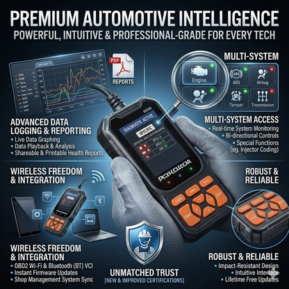 OBD2 Scanner Live Data Professional Mechanic OBDII Diagnostic Code Reader Tool For Check Engine Light Cloud Printing Daul UI Mode
